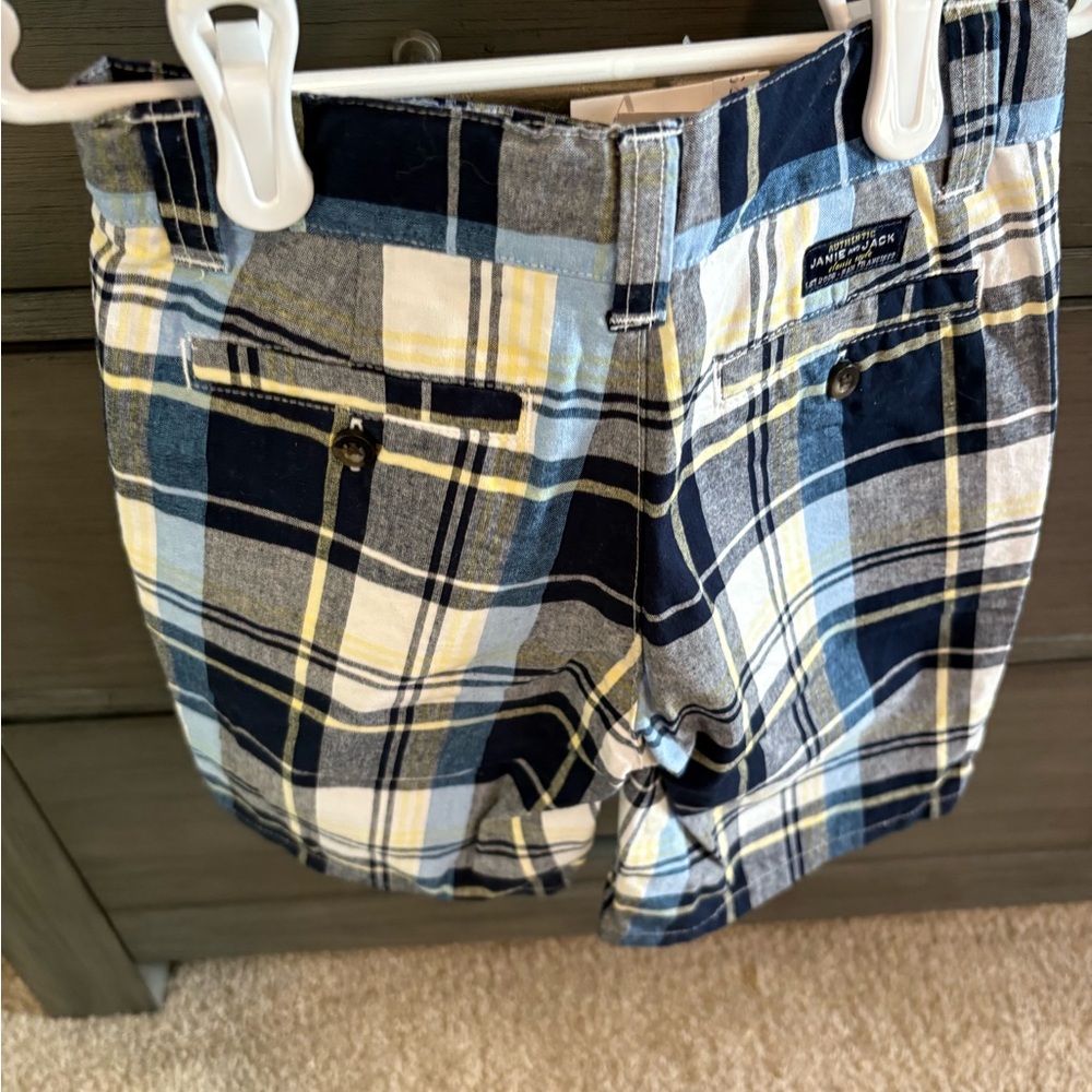 Janie and Jack Plaid Shorts - Navy, Yellow, and White - Picture 3 of 3